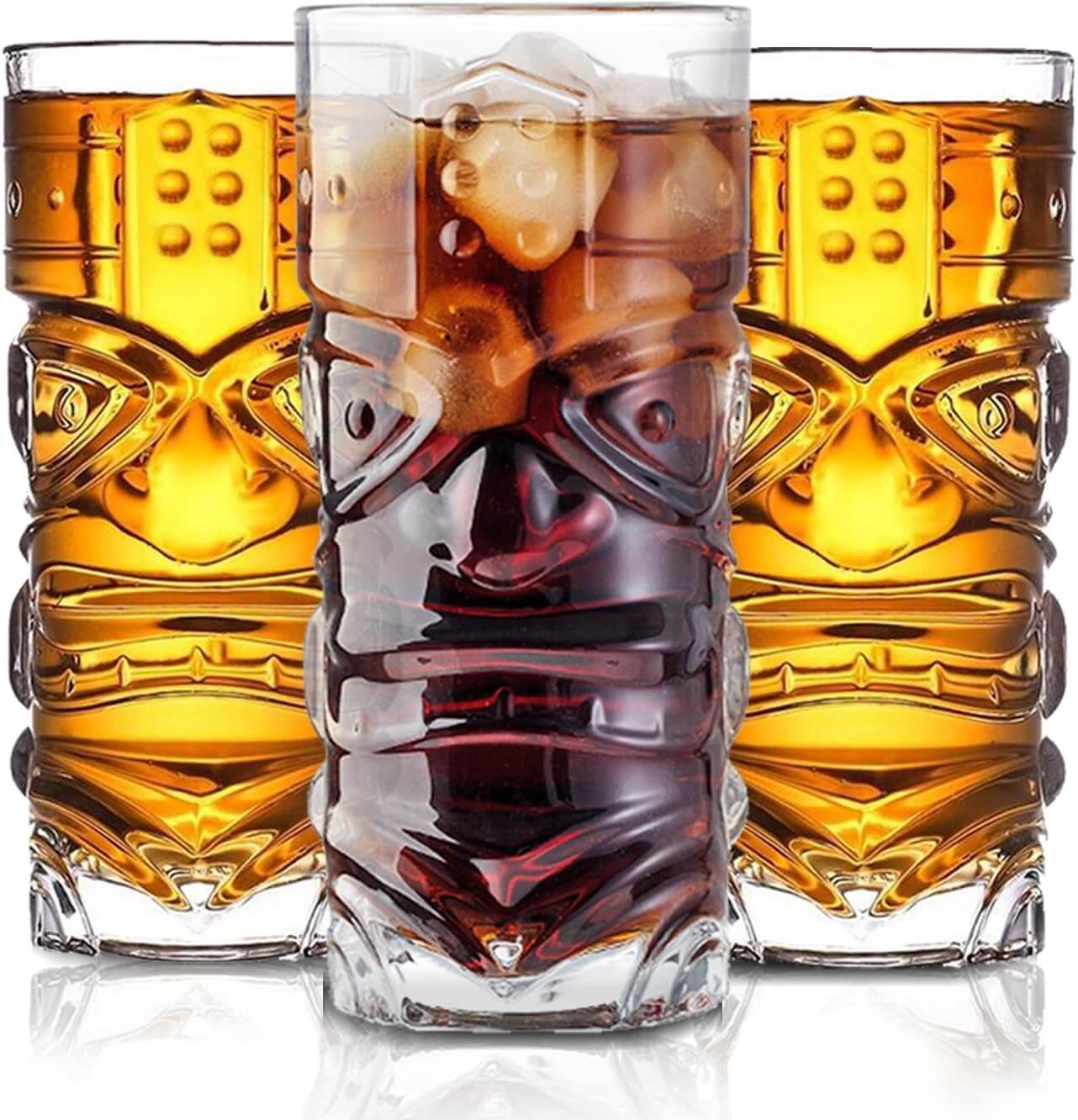 Melbify Tikki Cocktail Glasses | 350 ml | Highball Cocktail Glass | Tall Glasses for Cocktail | Long Cocktail Glass | Tikki Mojito Cocktail Glass