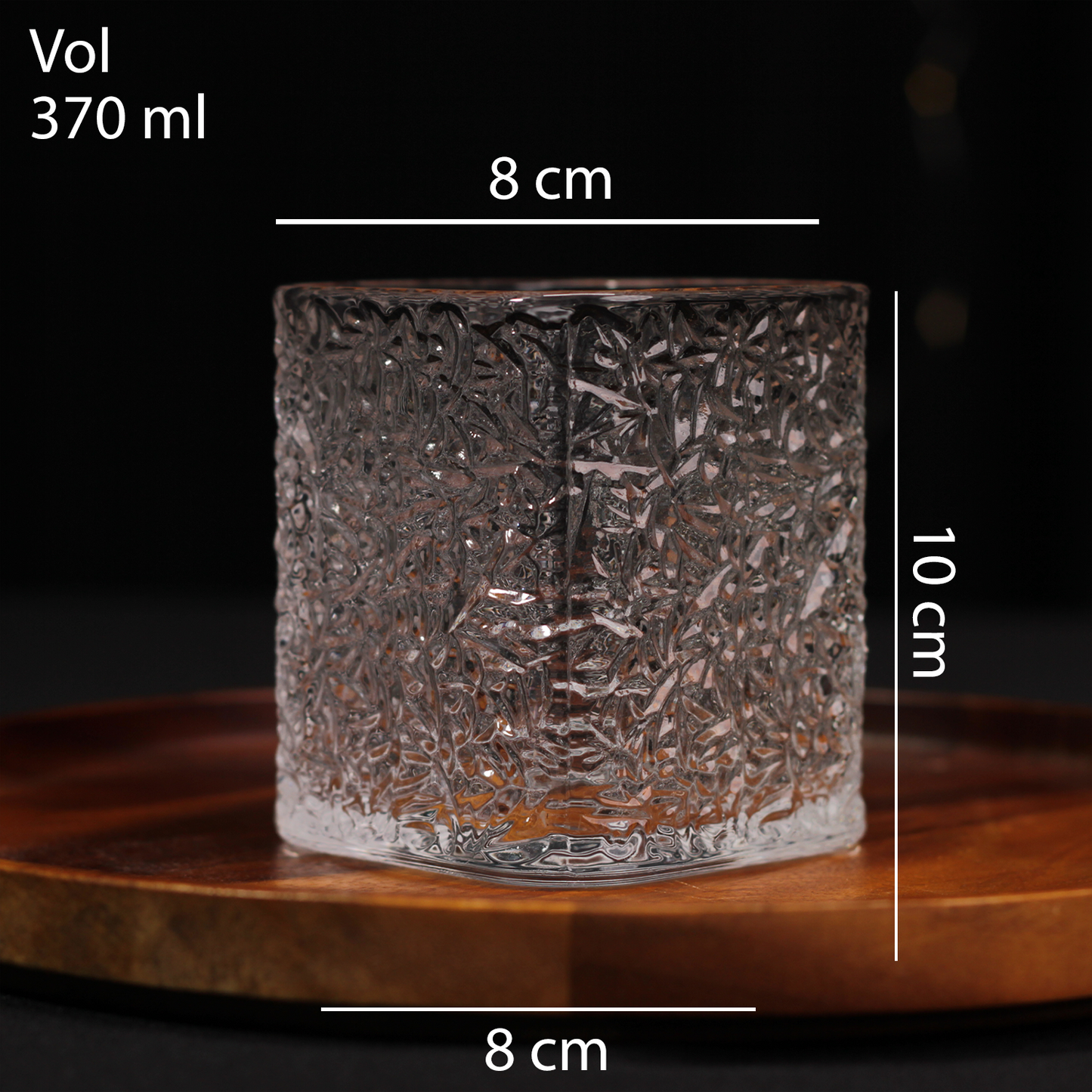 Melbify Japanese Fern Textured Whiskey Glasses | Volume=370ML | Premium | Square Whiskey Glass | Rocks Glasses | Perfect for Whiskey, Scotch, Rum, and Cognac