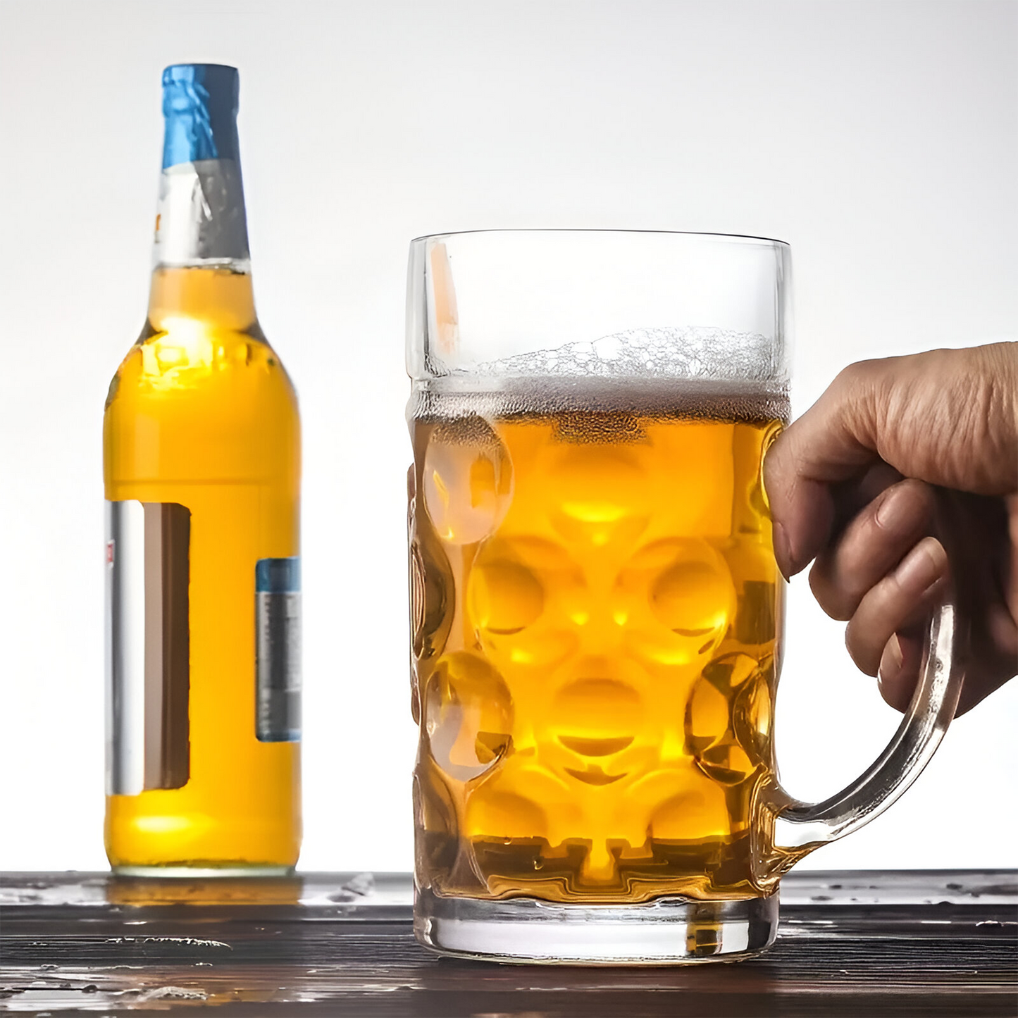 Melbify Glazed Beer Mug | Volume=600ml | Large Beer Mug with Handle | Classic Beer Mug | Heavy | Perfect for Beer, Cider,Drinks | Pub & Bar Glass