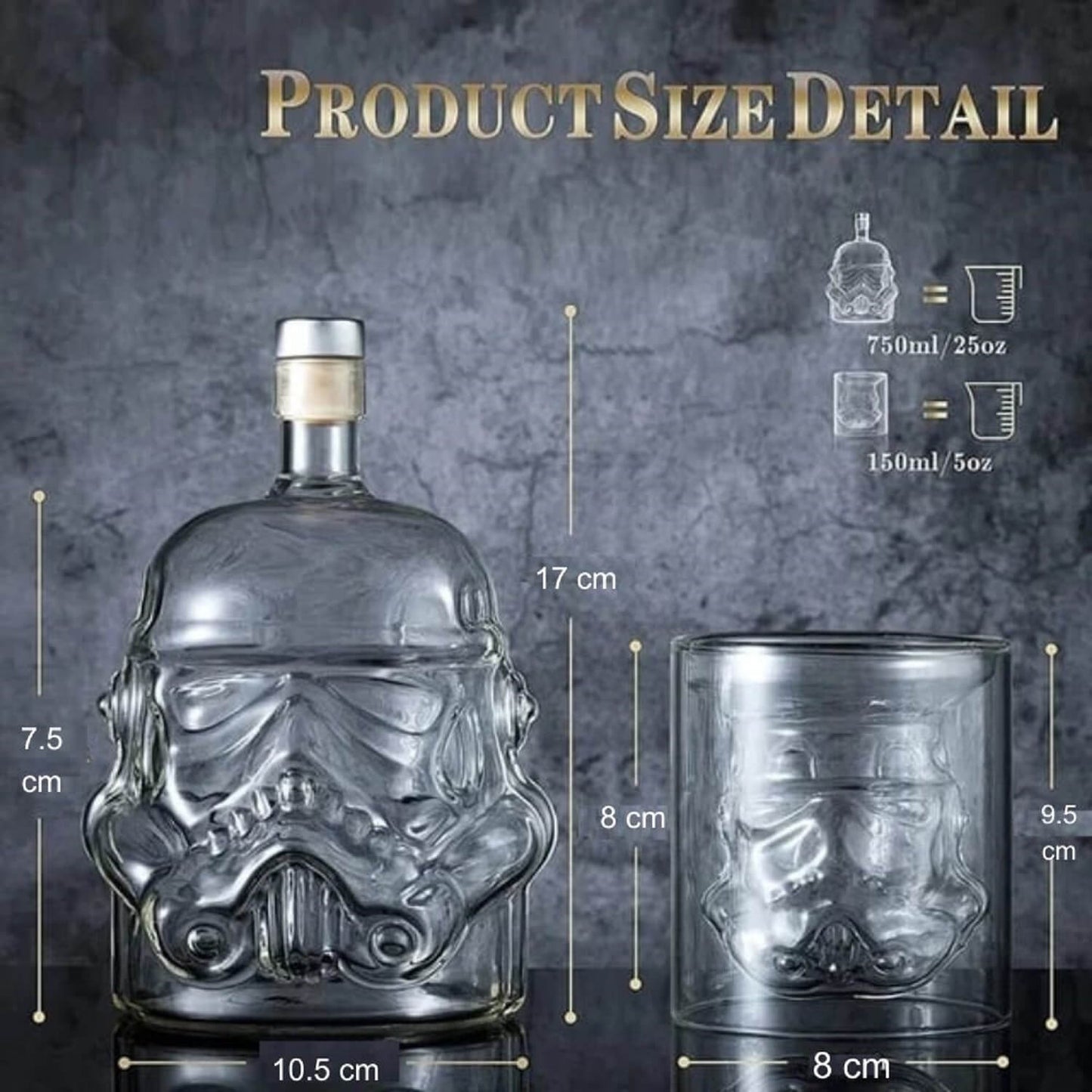 Brucelle Whiskey Decanter (750 ml) Set with 2 Glasses(150 ml)| Double Walled Borosilicate Glass | Perfect for Serving Whiskey,Wine, Scotch, Bourbon, Vodka, Liquor