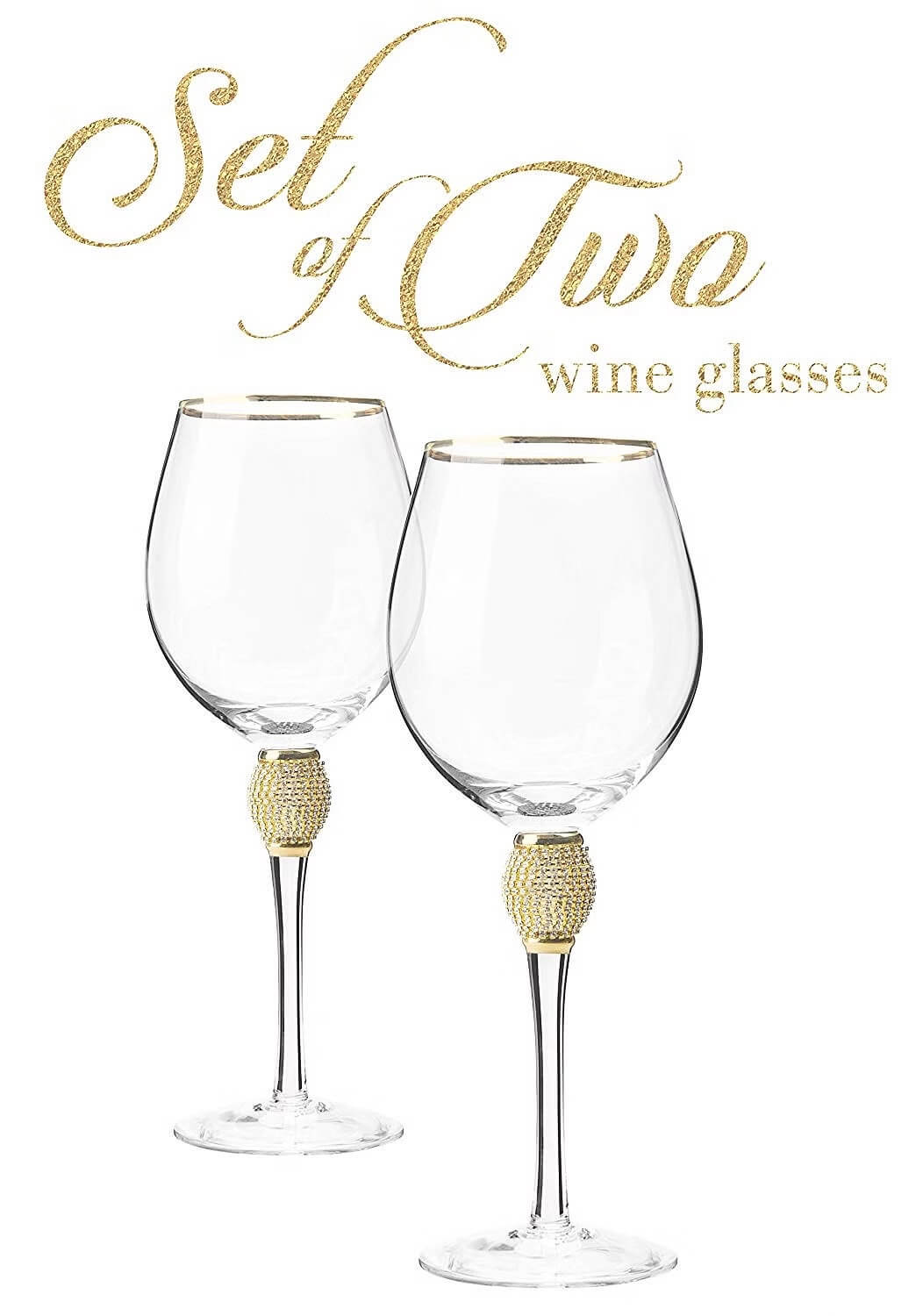 Gold Stem Wine Glasses Set of 2,500 ML melbify