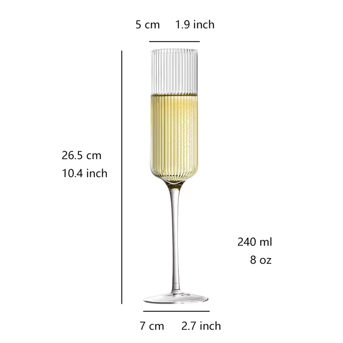 Melbify Ribbed Wine Glasses | 200 ml | Luxury Wine Glass Set | Designer Wine Glasses| Unique Designer Wine Glasses| Designer Wine Glasses | Crystal Wine Glass