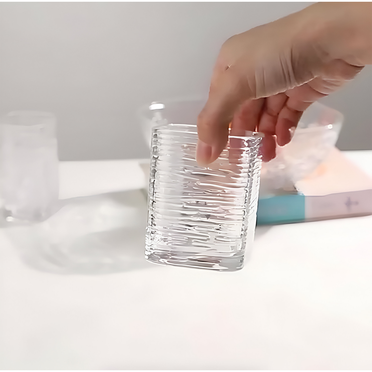 Melbify Japanese Wave Pattern Whiskey Glasses | Volume=370ML | Premium | Rocks Glasses | Perfect for Whiskey, Scotch, Rum, and Cognac