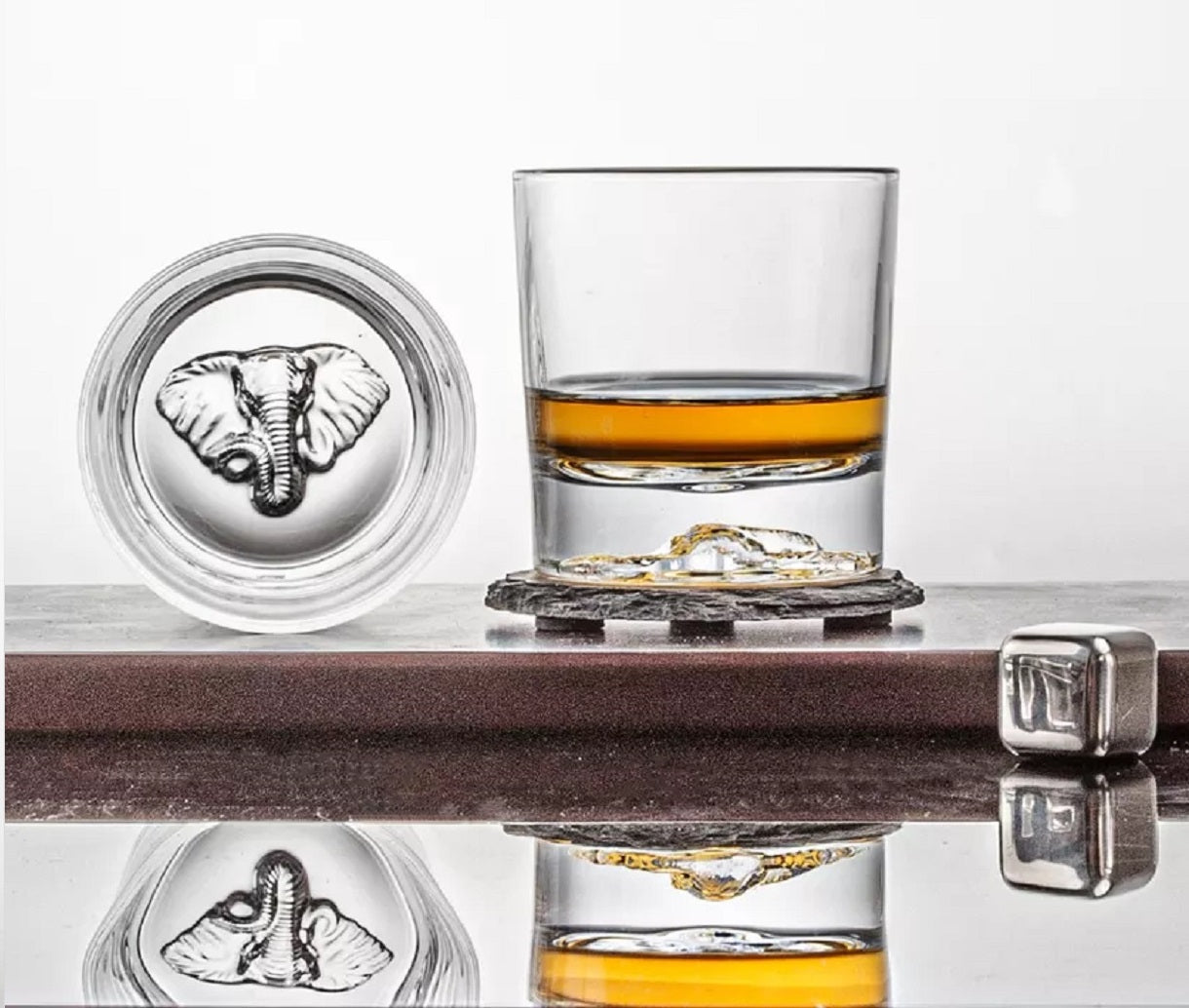 Melbify Plain Elephant Whiskey Glass | 300 ml | Premium | Unique| Big Size | Broad | Animal Whiskey Glass| Old Fashioned Whiskey Glass| High Ball Glass with Thick Bottom