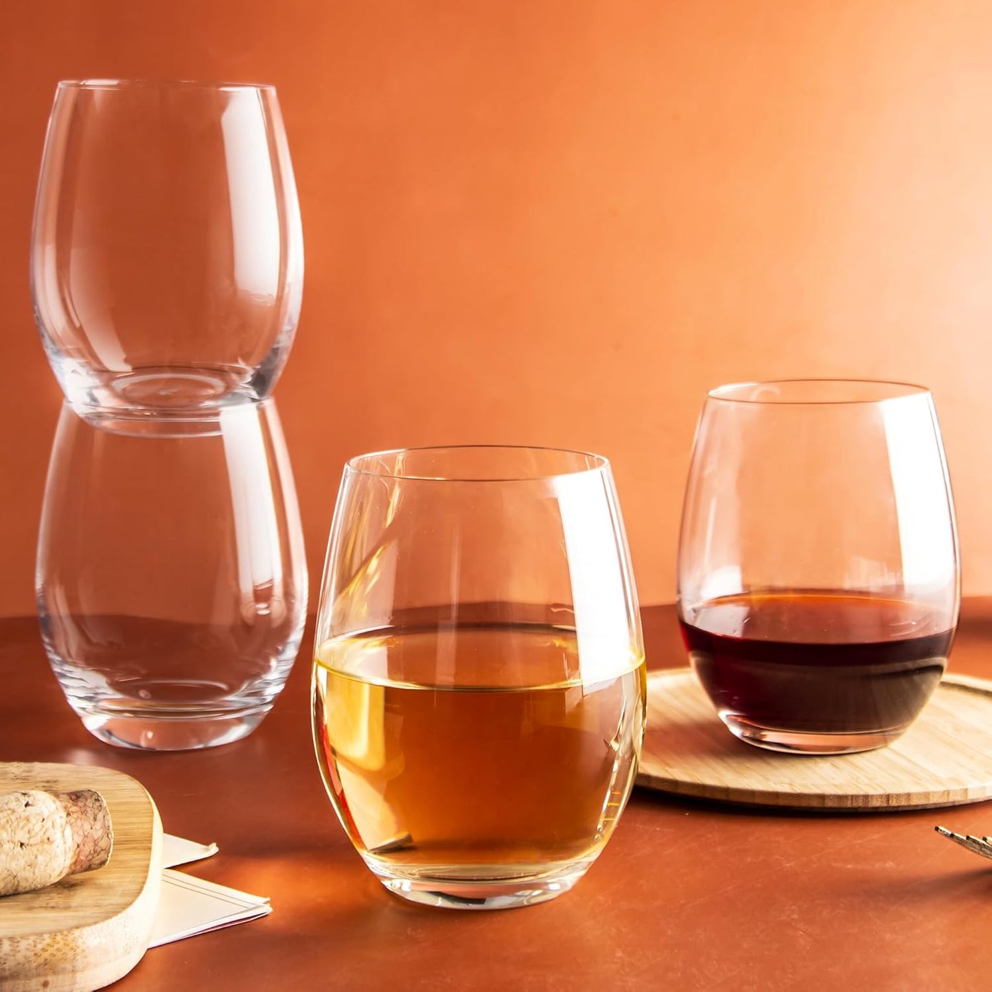 Melbify Stemless Wine Glass | Volume=550ML | Perfect for Red & White Wine & Champagne | Ideal Gift for Women,Men, Wedding, Birthday, Christmas