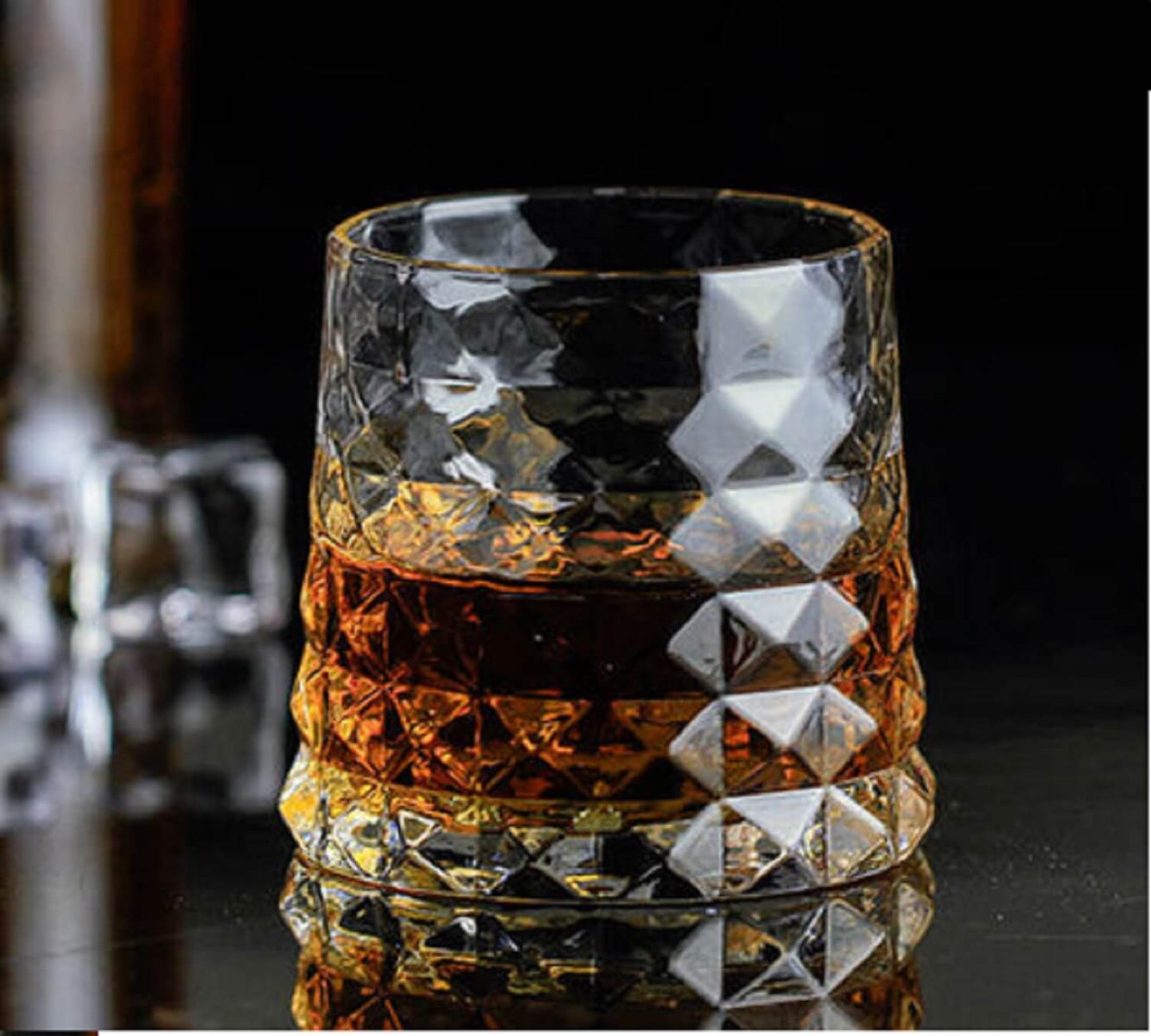 Melbify Premium Embosed Diamond Cut Whiskey Glasses | 320 ML | Wide Bottom with Narrow Rim | Textured Whiskey Glasses | Whiskey Glasses with Cut Work