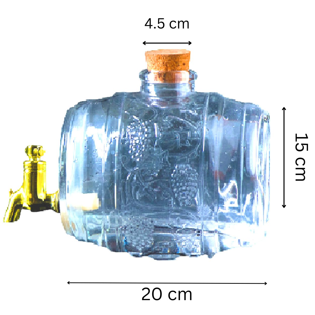 Barrel Shaped Whiskey Decanter with tap 1000 ml ,1 PC melbify