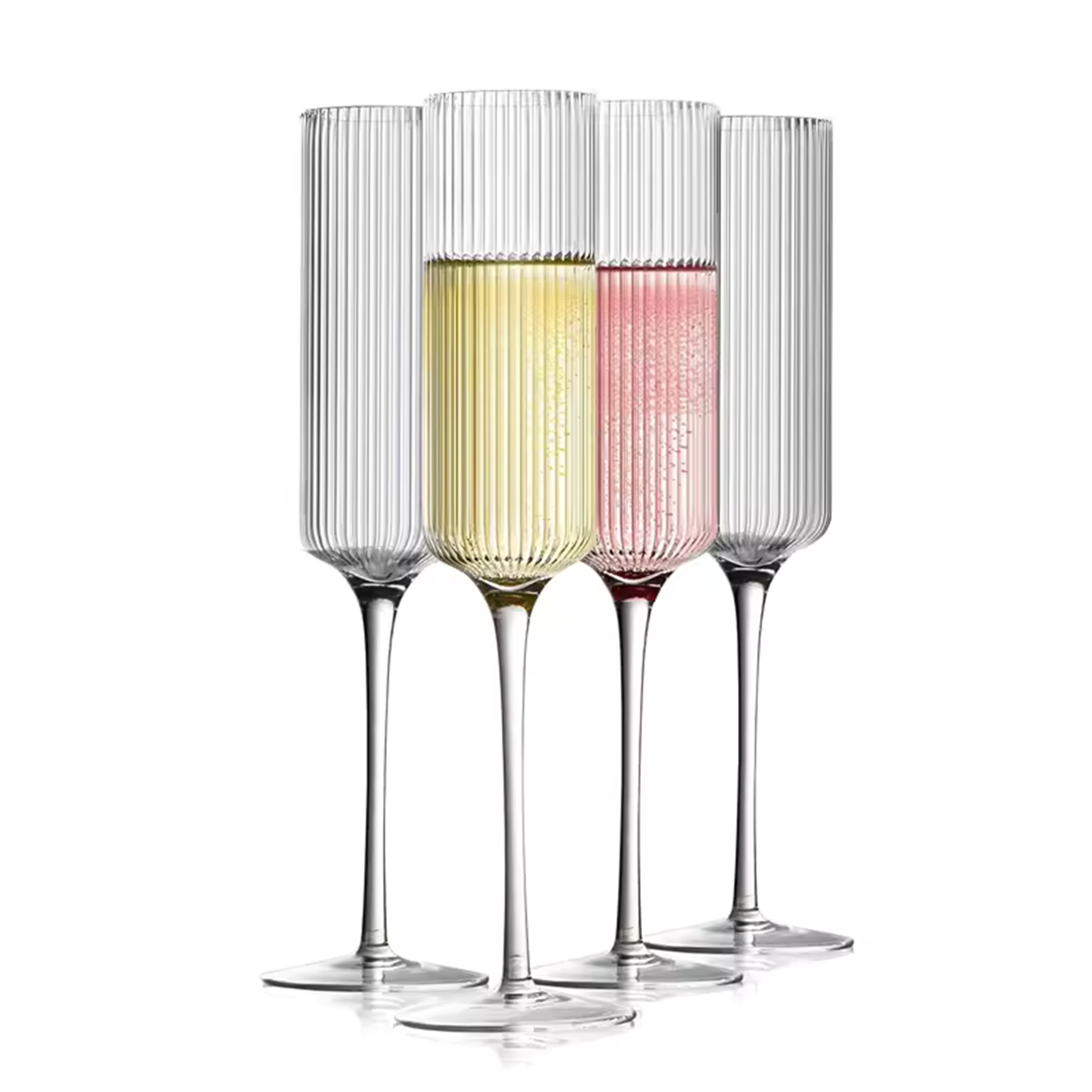 Melbify Ribbed Wine Glasses | 200 ml | Luxury Wine Glass Set | Designer Wine Glasses| Unique Designer Wine Glasses| Designer Wine Glasses | Crystal Wine Glass