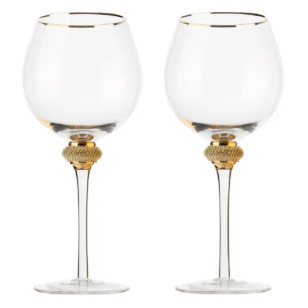 Gold Stem Wine Glasses Set of 2,500 ML melbify