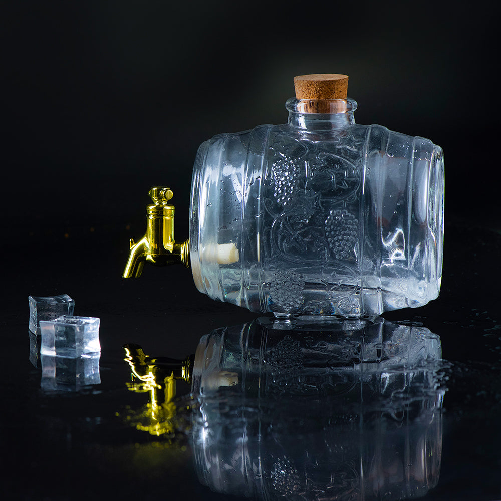Barrel Shaped Whiskey Decanter with tap 1000 ml ,1 PC melbify