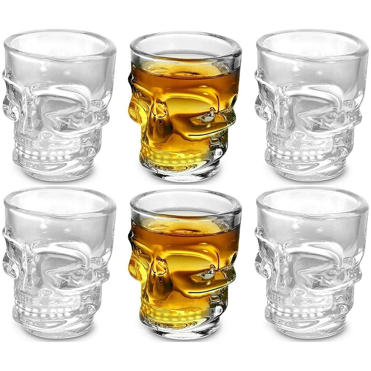 Xiuyer Skull Whiskey Glasses, 2 Pcs Halloween Skull Glasses Whiskey