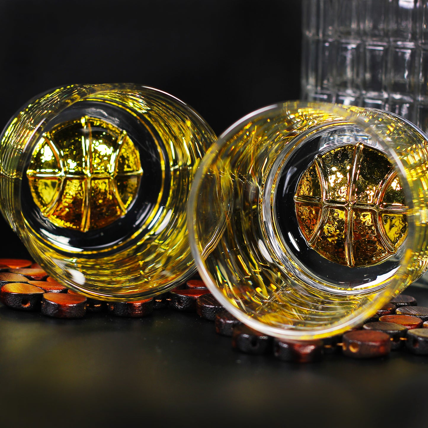 Melbify Basket Ball Whiskey Glass | 300 ml | Golden Plated Whiskey Glass| Premium | Unique| Big| Broad | Royal | High end| Expensive| Whiskey Glass Set for Basket Ball Lovers