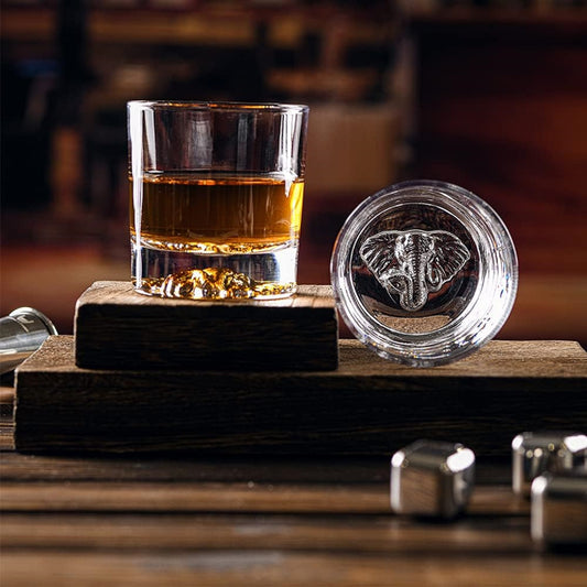 Melbify Plain Elephant Whiskey Glass | 300 ml | Premium | Unique| Big Size | Broad | Animal Whiskey Glass| Old Fashioned Whiskey Glass| High Ball Glass with Thick Bottom