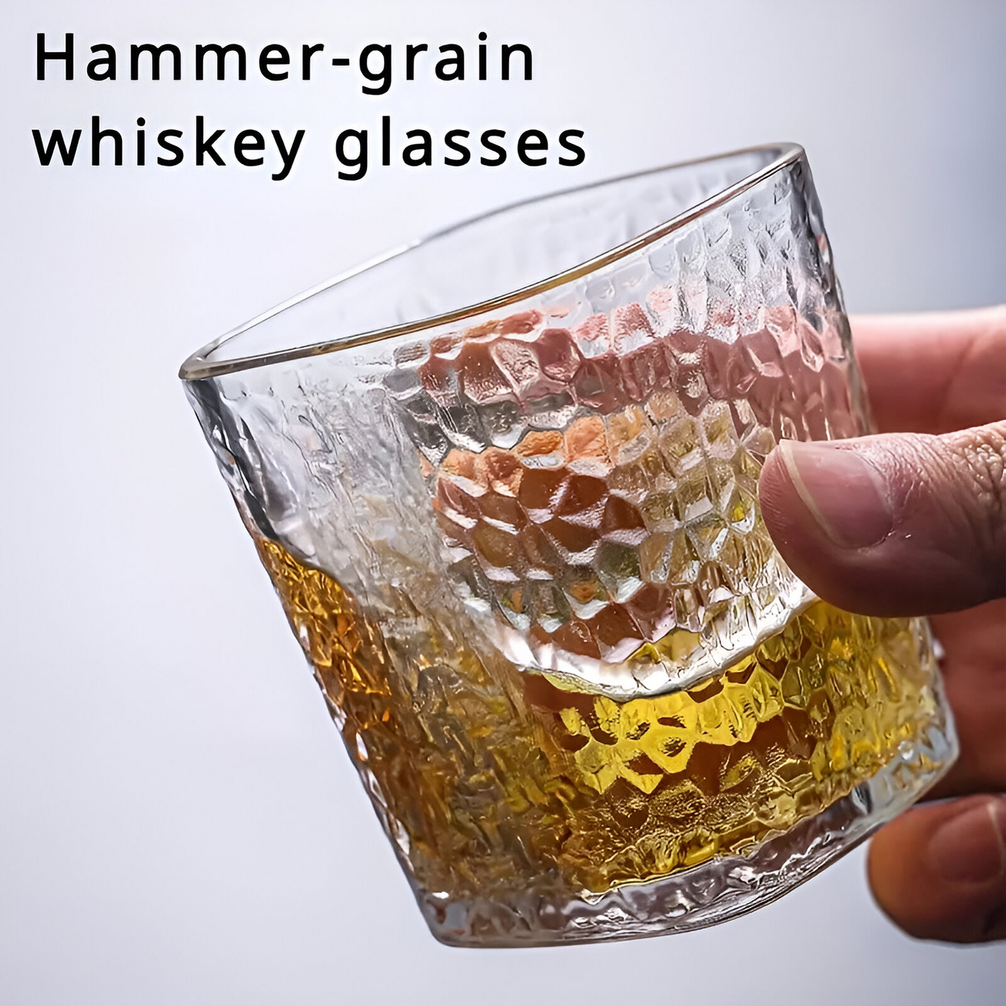 Melbify Japanese Square Hammered Dotted Whiskey Glasses | Volume=370ML | Premium | | Rocks Glasses | Perfect for Whiskey, Scotch, Rum, and Cognac