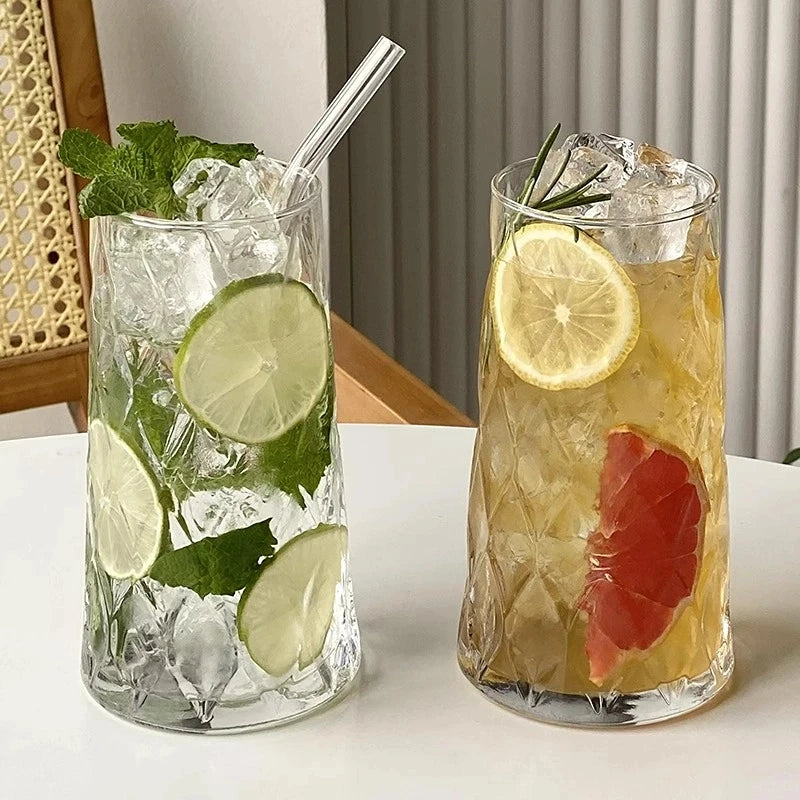 Melbify Leafy Cocktail Glasses | 350 ml | Highball Cocktail Glass | Tall Glasses for Cocktail | Long Cocktail Glass | Unique LIIT Cocktail Glass