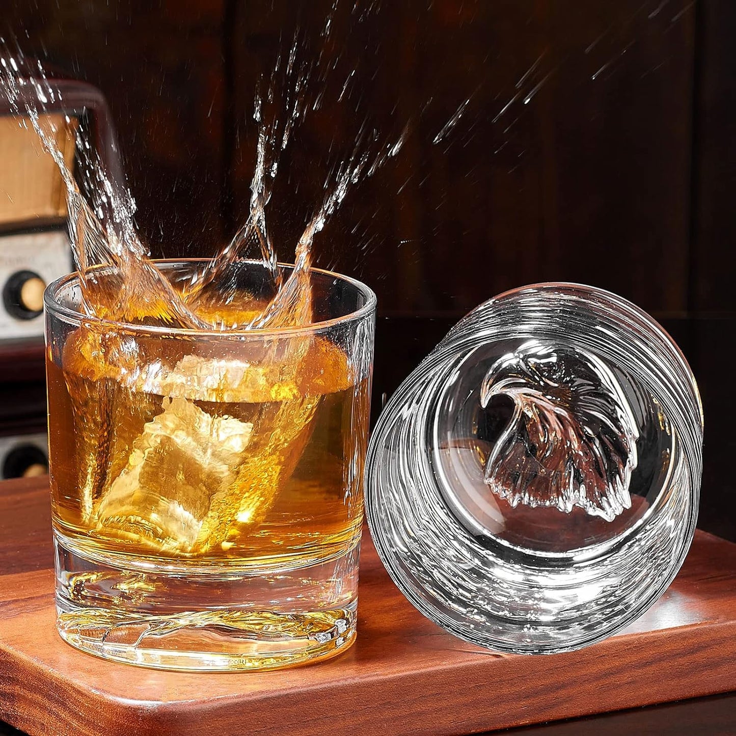Melbify Plain Eagle Whiskey Glass |300 ml | Animal Whiskey Glass | Old Fashioned Whiskey Glass| Premium | Unique| Big| Broad | Round Whiskey Glass with Thick Bottom