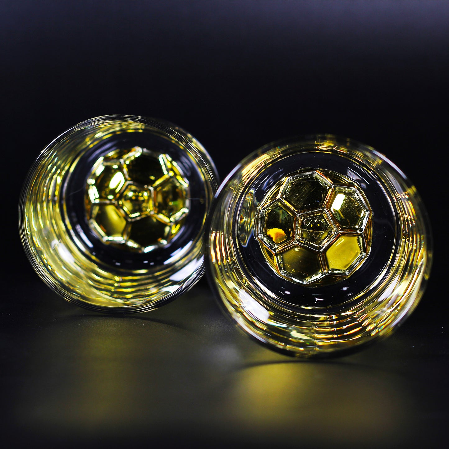 Melbify Football Whiskey Glass | 300 ml | Golden Plated Whiskey Glass| Premium | Unique| Big| Broad | Royal | High end| Expensive| Whiskey Glass Set for Soccer Lovers
