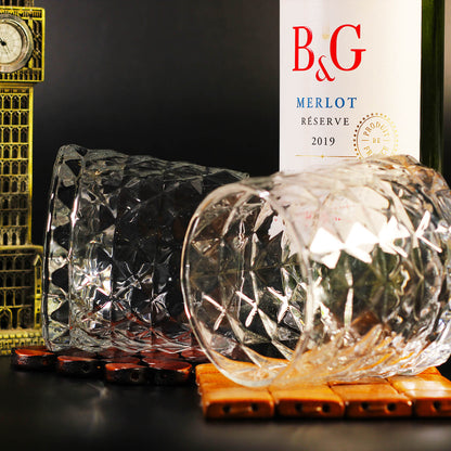 Premium Embosed Diamond Cut Whiskey Glassses , 320 ML , Set of 6