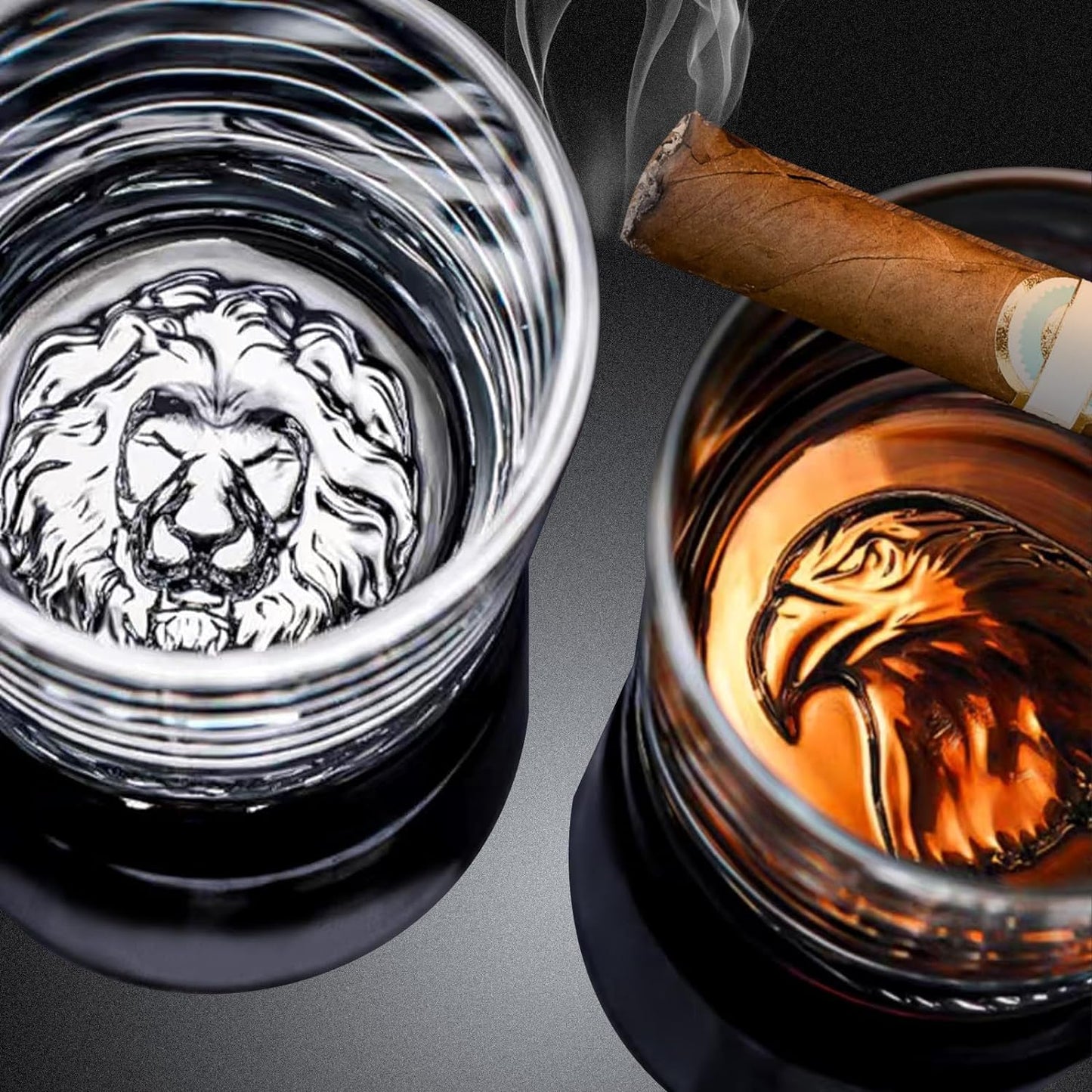 Melbify Plain Lion Whiskey Glass | 300 ml | Animal Whiskey Glass| Whiskey Glass with Lion Symbol | Premium | Unique| Big | Thick | Rock Whiskey Glass