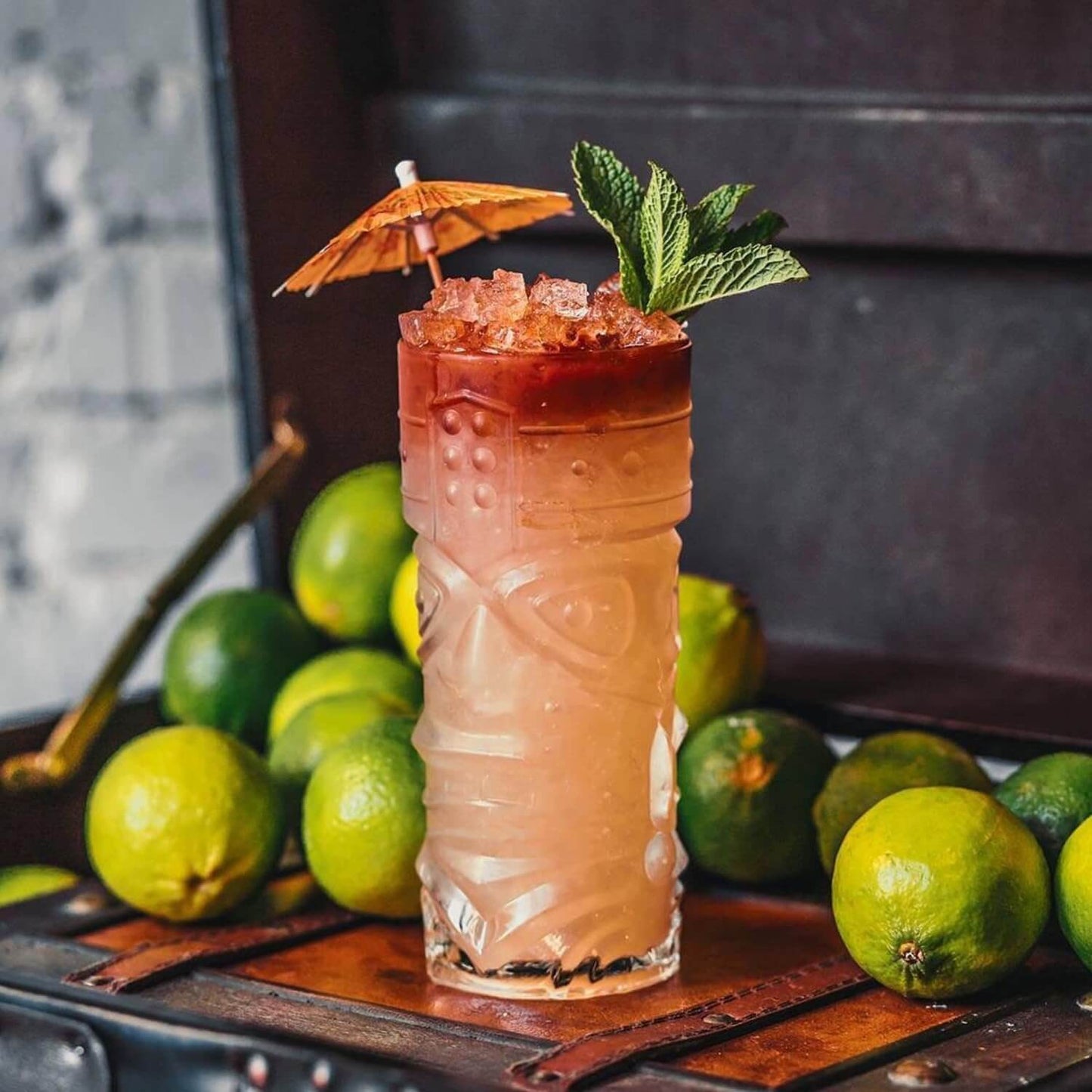 Melbify Tikki Cocktail Glasses | 350 ml | Highball Cocktail Glass | Tall Glasses for Cocktail | Long Cocktail Glass | Tikki Mojito Cocktail Glass