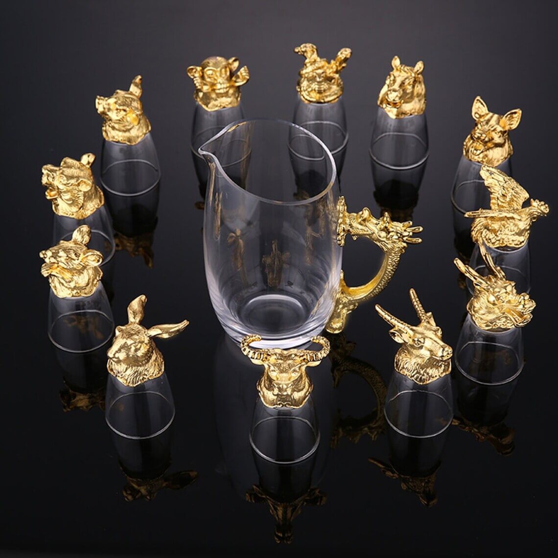 Zodiac Decanter(250 ml) with 12 Shooter Glass(25ml) melbify