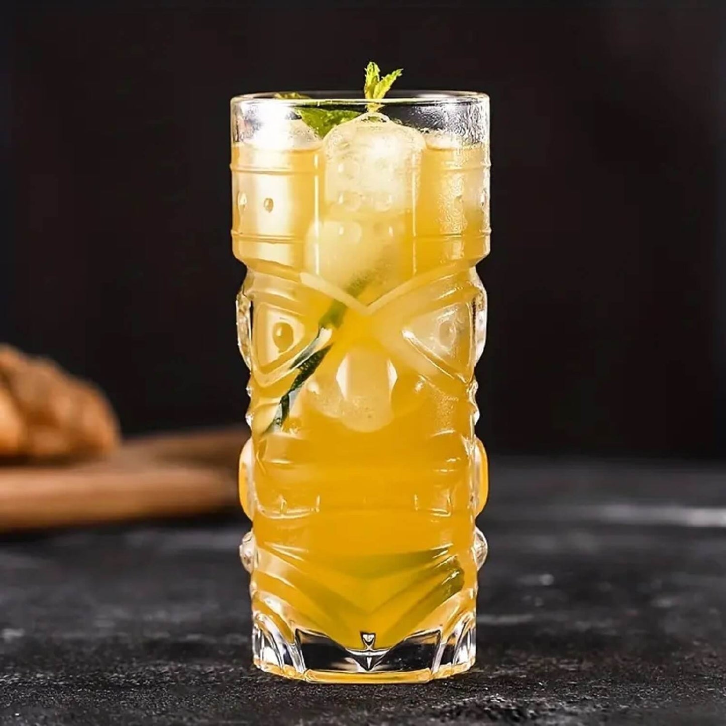 Melbify Tikki Cocktail Glasses | 350 ml | Highball Cocktail Glass | Tall Glasses for Cocktail | Long Cocktail Glass | Tikki Mojito Cocktail Glass
