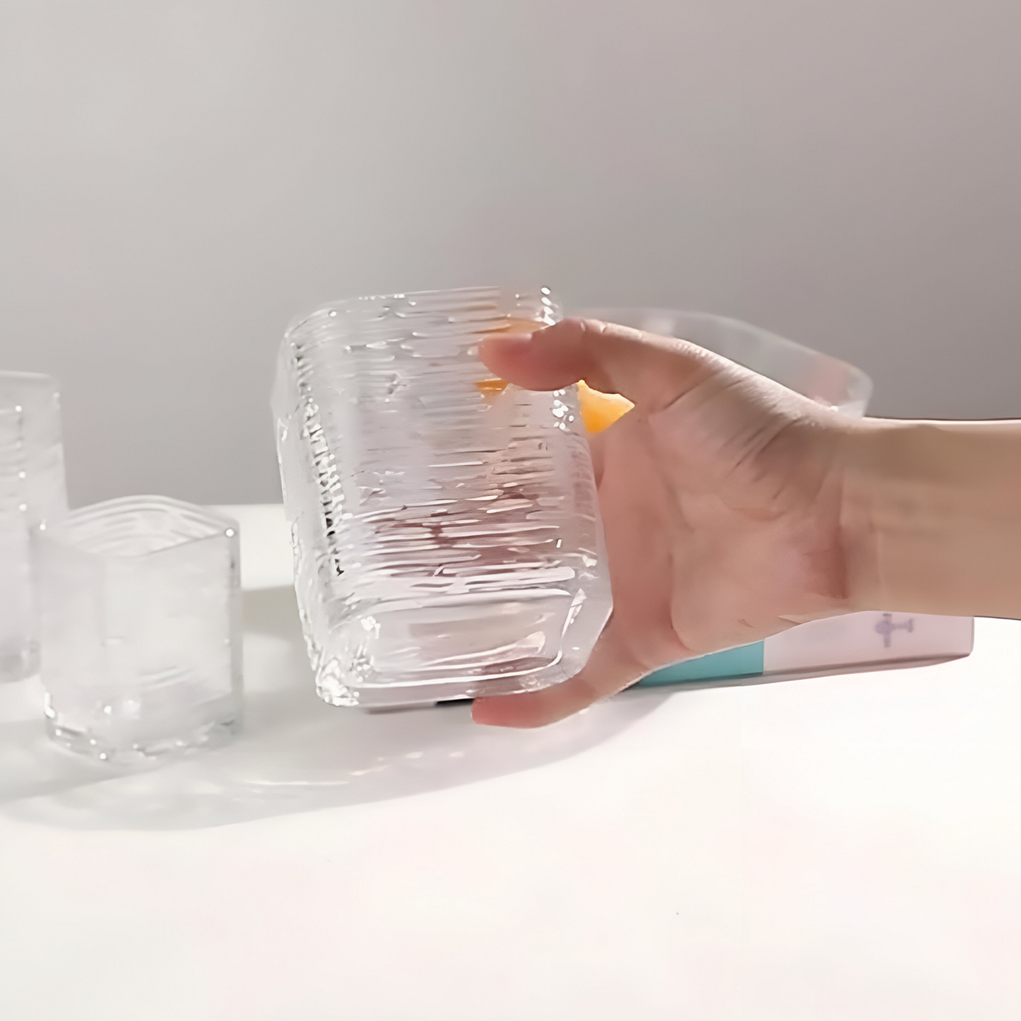 Melbify Japanese Wave Pattern Whiskey Glasses | Volume=370ML | Premium | Rocks Glasses | Perfect for Whiskey, Scotch, Rum, and Cognac