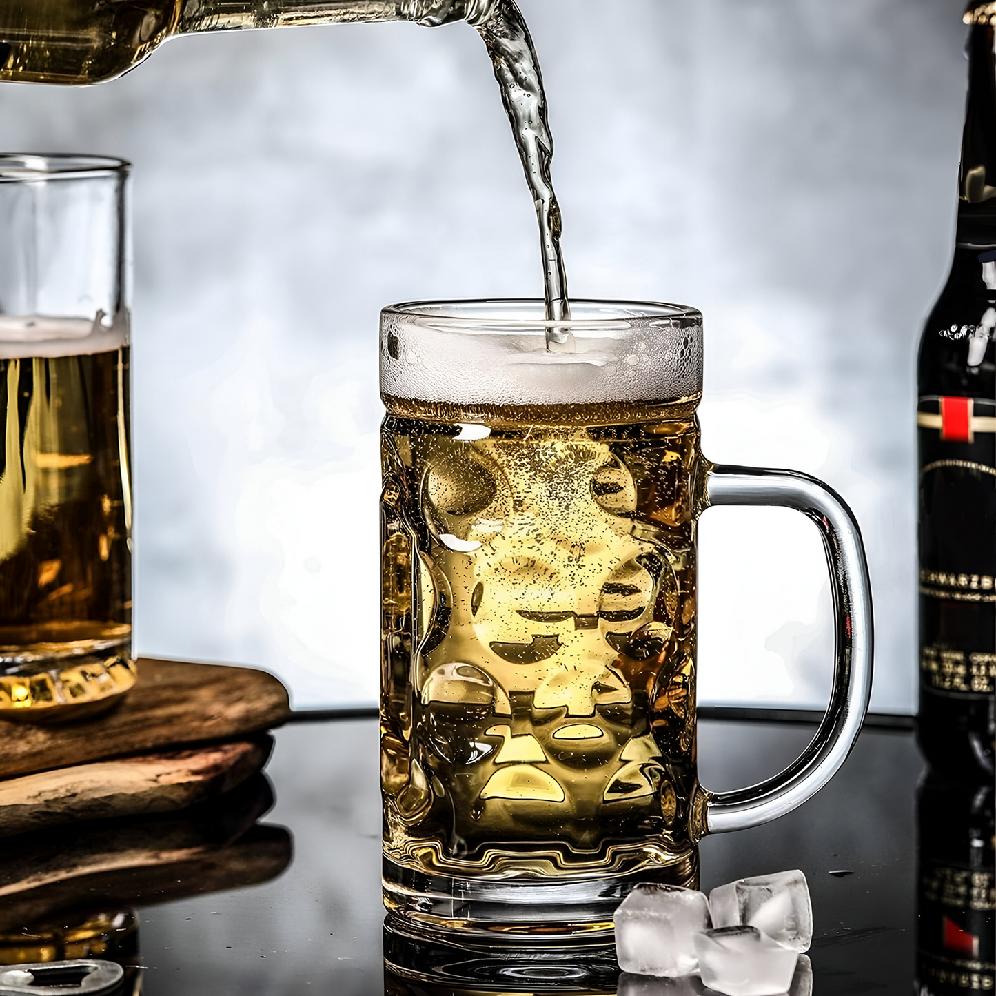 Melbify Glazed Beer Mug | Volume=600ml | Large Beer Mug with Handle | Classic Beer Mug | Heavy | Perfect for Beer, Cider,Drinks | Pub & Bar Glass