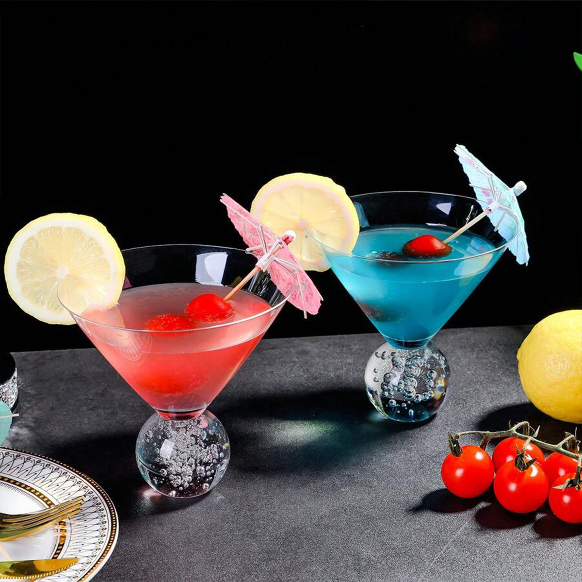 Luxury Plain Ball Martini Glasses | 270ml | Crystal Wine Glass Set | Stemless Wine Glasses | Wide Mouth Wine Glasses| Fancy Wine Glassware | Designer Wine Glasses | Unique Martini Glasses