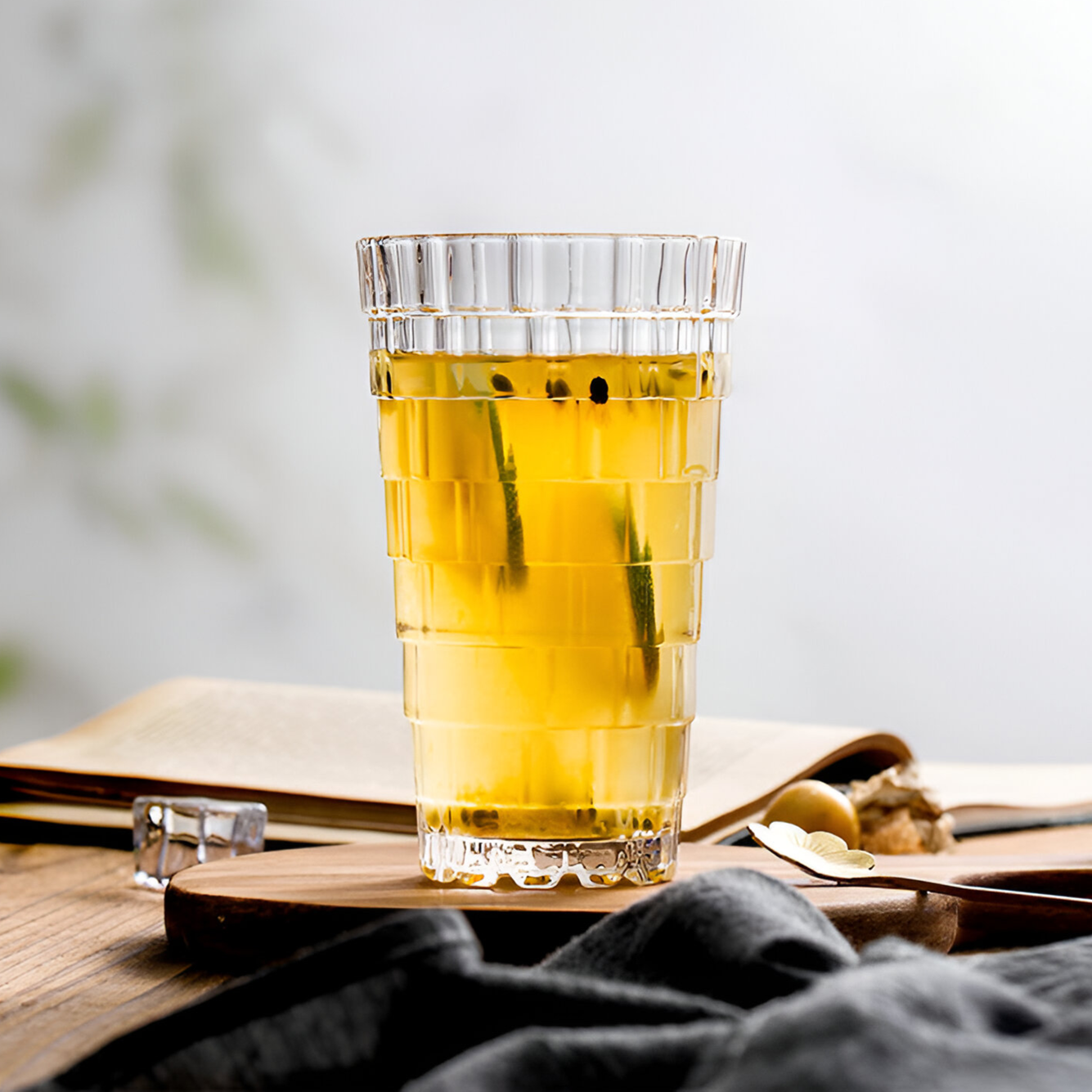 Melbify Step Mojito Glasses | Volume=350ML | Crystal Luxury Stack Highball Tumbler Glasses | Cocktail Glasses | Perfect for Mojitos, Cocktails, Juice,Water, Icetea & Mixed Drinks
