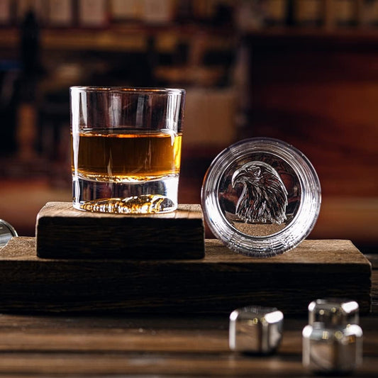 Melbify Plain Eagle Whiskey Glass |300 ml | Animal Whiskey Glass | Old Fashioned Whiskey Glass| Premium | Unique| Big| Broad | Round Whiskey Glass with Thick Bottom