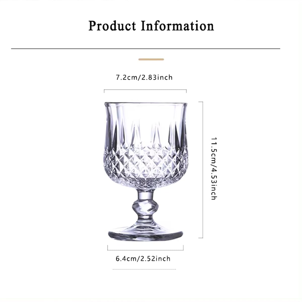 Melbify Diamond Cut Brandy Snifter | 180 ml | Cognac | Tulip Glass | Crystal, Luxury, Large, Elegant, Old Fashioned