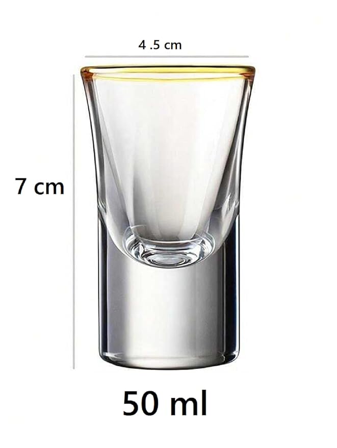 Luxury Gold Rim Shot Glasses | 50ml | Tequila Glasses | Vodka Shot Glass Set | Jagermeister Shot Glasses| Party Shot Glasses