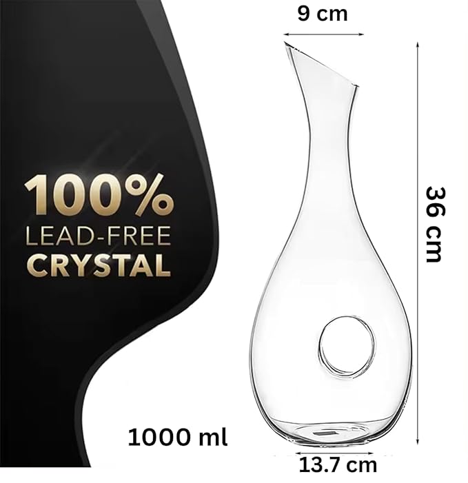 Melbify Centriflow Wine Decanter | 1 PC | 1000ml | Aerator Carafe for Red Wine | Crystal Glass Decanter Set