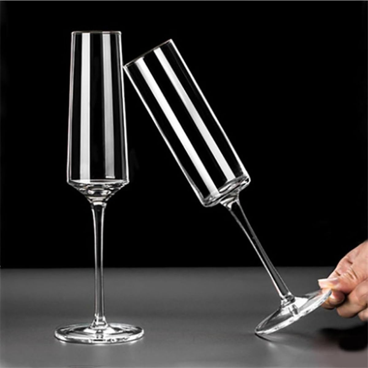 Melbify Cylinder Wine Glasses | 160 ml | Luxury Wine Glassware | Wide Mouth | Designer Wine Glasses | Unique | Crystal Wine Glass Set | Luxury Wine Glass