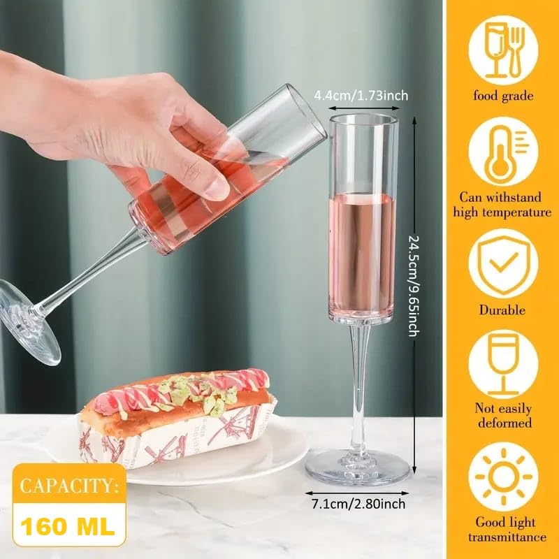 Melbify Cylinder Wine Glasses | 160 ml | Luxury Wine Glassware | Wide Mouth | Designer Wine Glasses | Unique | Crystal Wine Glass Set | Luxury Wine Glass