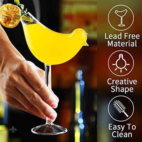 Bird Shaped Cocktail Glass with Straw 300 ml melbify