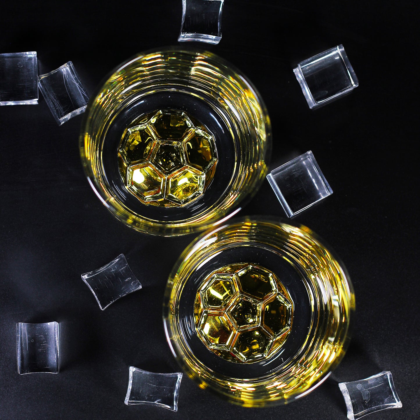 Melbify Football Whiskey Glass | 300 ml | Golden Plated Whiskey Glass| Premium | Unique| Big| Broad | Royal | High end| Expensive| Whiskey Glass Set for Soccer Lovers
