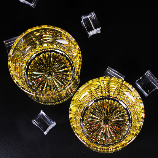 Italian Abstract Gold Petal Whiskey Glass