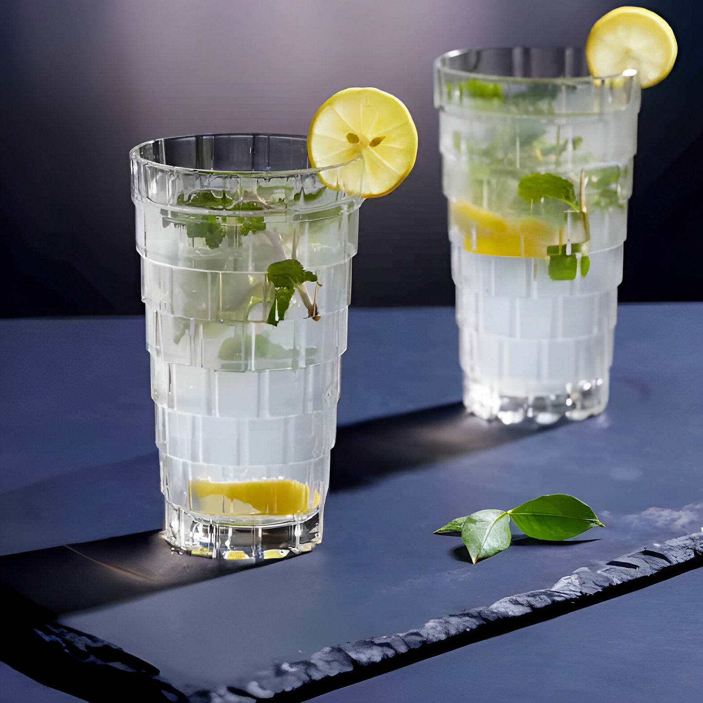 Melbify Step Mojito Whiskey Glasses Gift Set | Capacity | Set of 6 | Crystal Luxury Stack Highball Tumbler Glasses | Ideal for wedding gifts, anniversary, VIP and corporate gifts