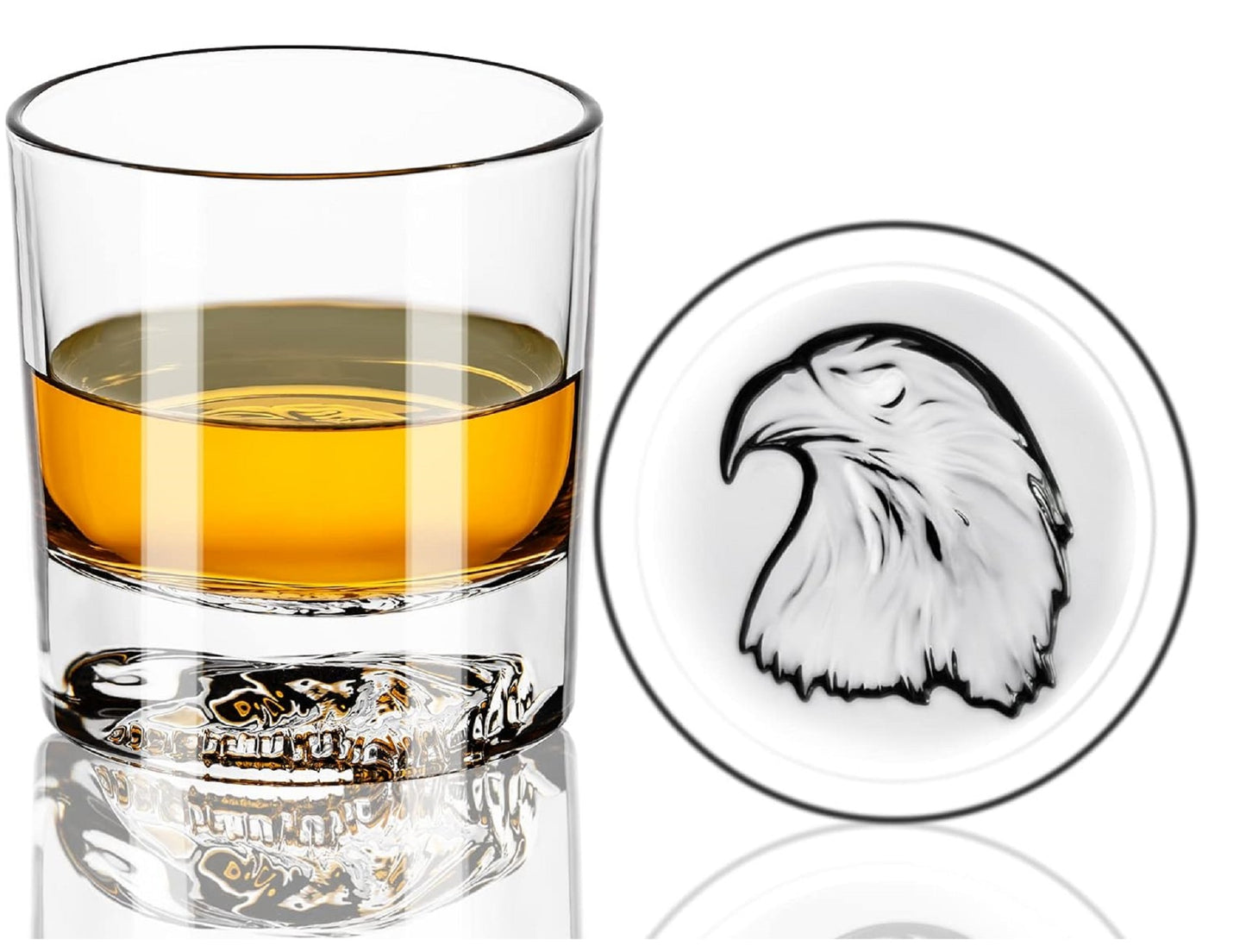 Melbify Plain Eagle Whiskey Glass |300 ml | Animal Whiskey Glass | Old Fashioned Whiskey Glass| Premium | Unique| Big| Broad | Round Whiskey Glass with Thick Bottom