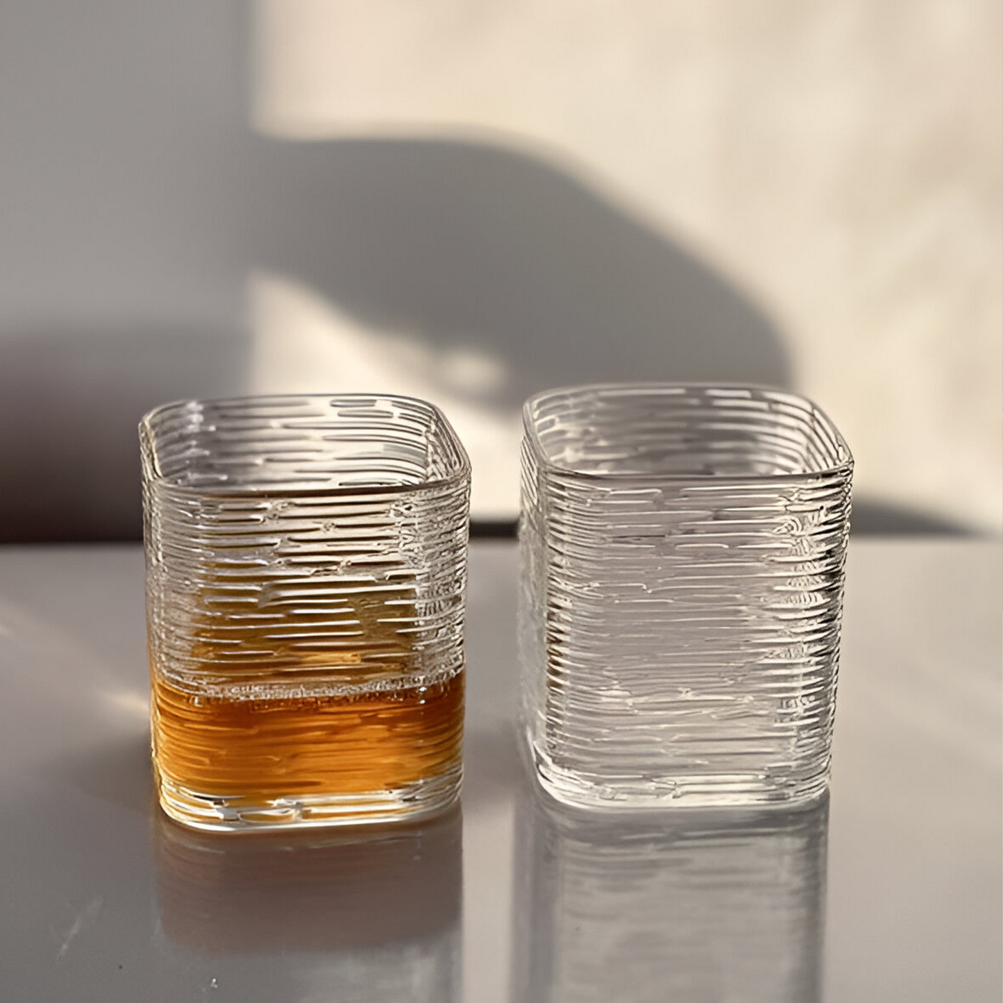 Melbify Japanese Wave Pattern Whiskey Glasses | Volume=370ML | Premium | Rocks Glasses | Perfect for Whiskey, Scotch, Rum, and Cognac