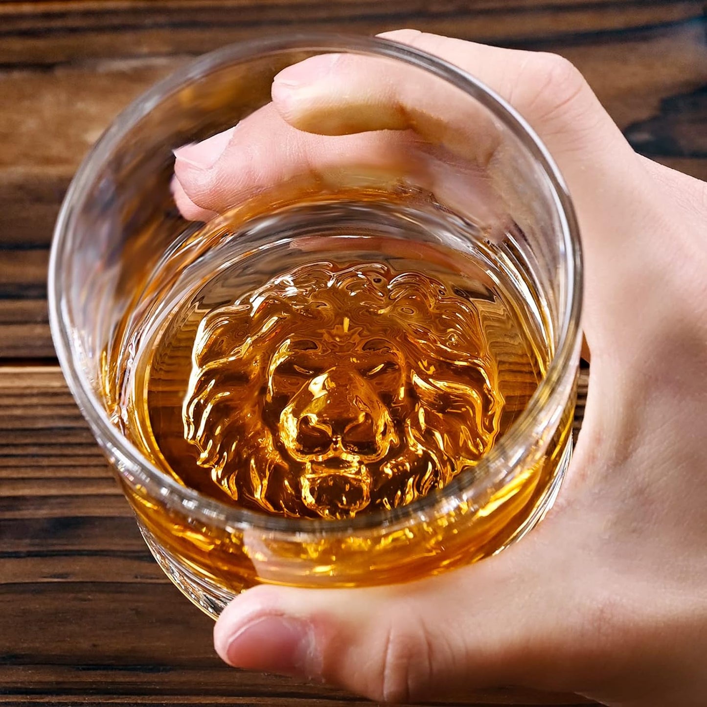 Melbify Plain Lion Whiskey Glass | 300 ml | Animal Whiskey Glass| Whiskey Glass with Lion Symbol | Premium | Unique| Big | Thick | Rock Whiskey Glass