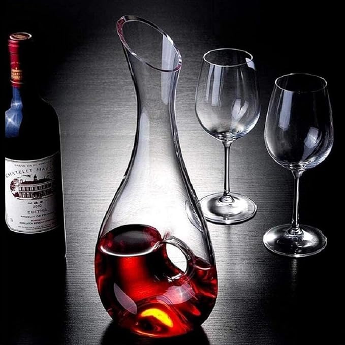 Melbify Centriflow Wine Decanter | 1 PC | 1000ml | Aerator Carafe for Red Wine | Crystal Glass Decanter Set