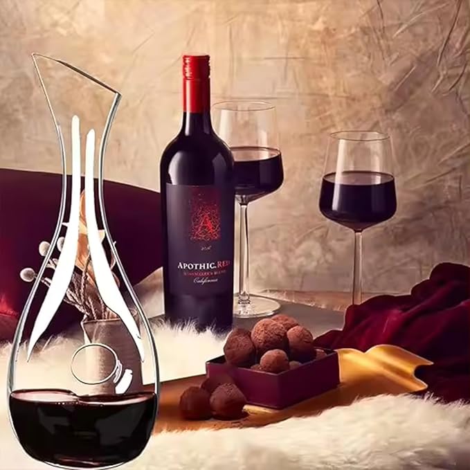 Melbify Centriflow Wine Decanter | 1 PC | 1000ml | Aerator Carafe for Red Wine | Crystal Glass Decanter Set