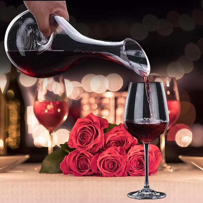 Melbify Centriflow Wine Decanter | 1 PC | 1000ml | Aerator Carafe for Red Wine | Crystal Glass Decanter Set