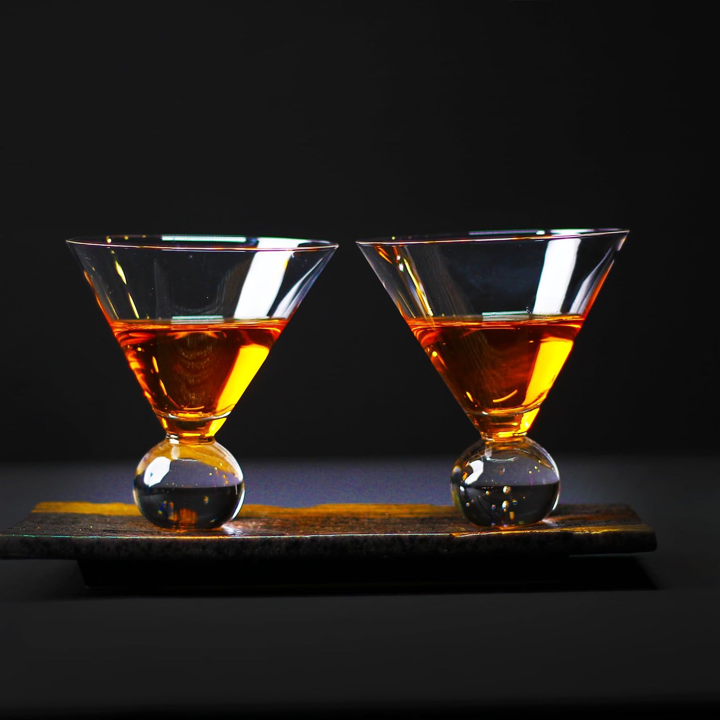 Luxury Plain Ball Martini Glasses | 270ml | Crystal Wine Glass Set | Stemless Wine Glasses | Wide Mouth Wine Glasses| Fancy Wine Glassware | Designer Wine Glasses | Unique Martini Glasses