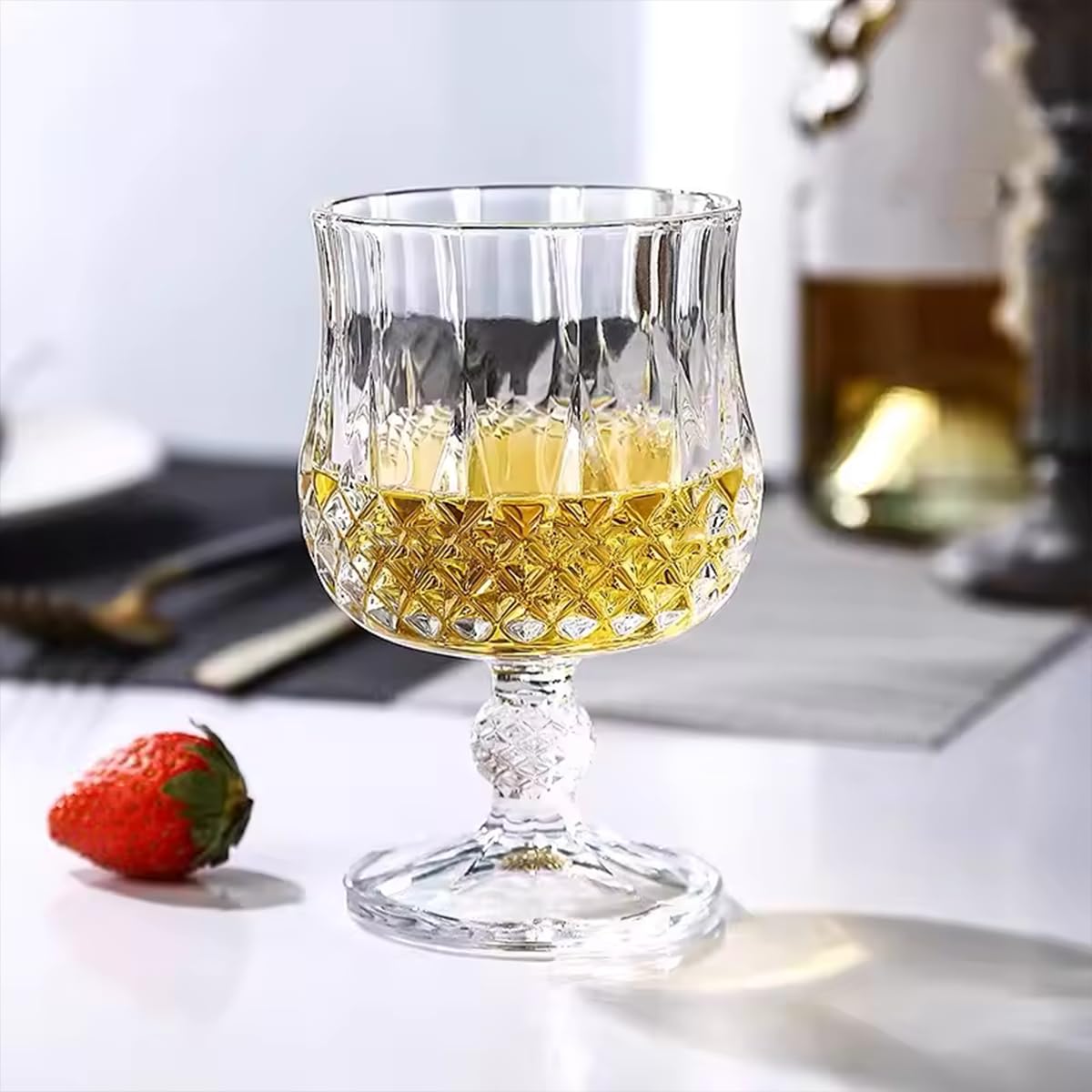 Melbify Diamond Cut Brandy Snifter | 180 ml | Cognac | Tulip Glass | Crystal, Luxury, Large, Elegant, Old Fashioned