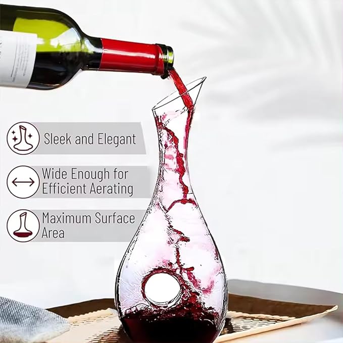 Melbify Centriflow Wine Decanter | 1 PC | 1000ml | Aerator Carafe for Red Wine | Crystal Glass Decanter Set