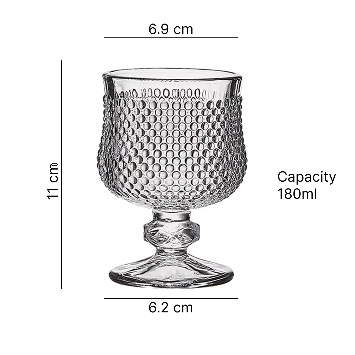 Melbify Crystallite Brandy Snifter Glasses | 180 ml | Cognac, Brandy Balloon, Tulip Glasses | Large, Elegant, Old Fashioned Crystal Barware